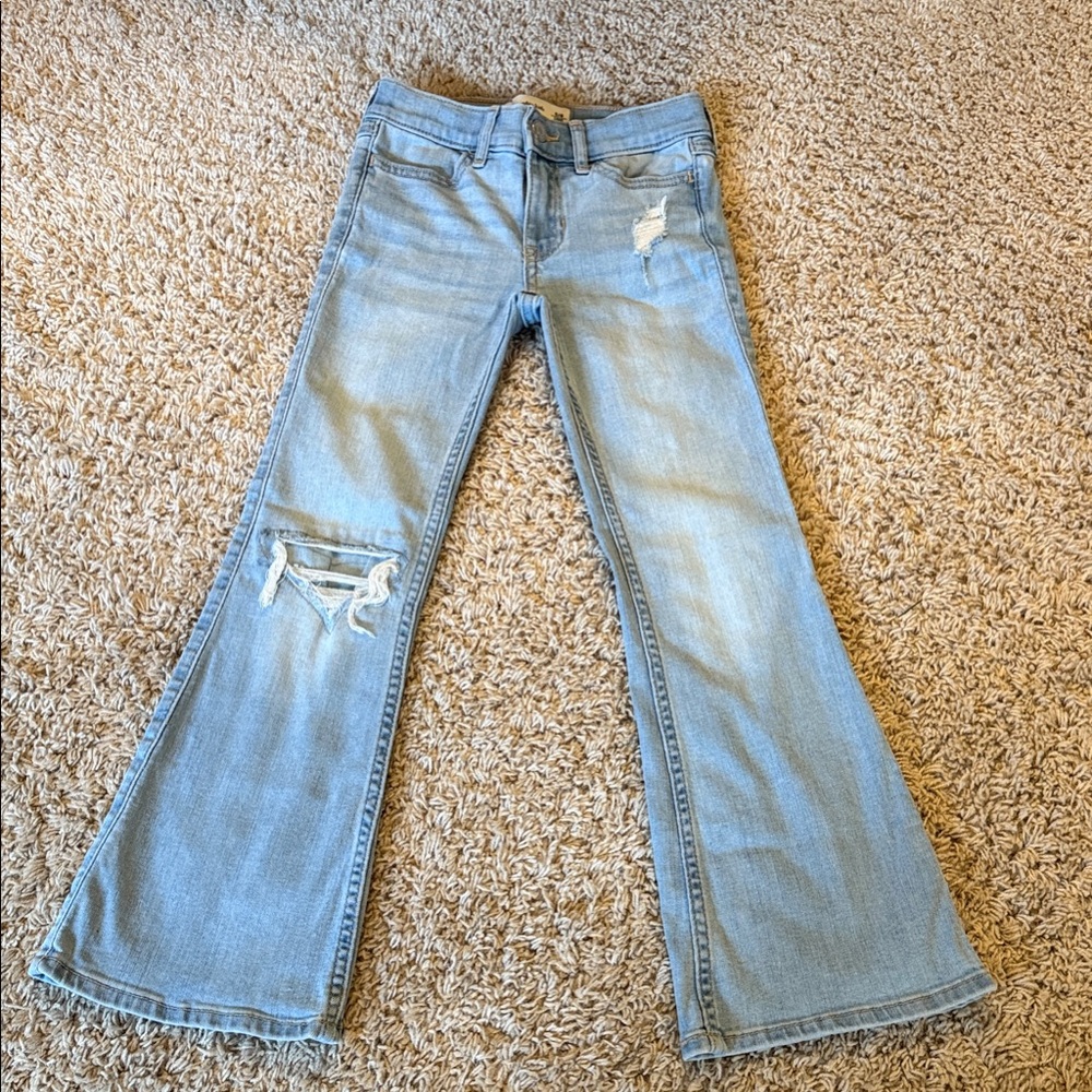 abercrombie kids Girls Distressed High Rise Flare Jeans